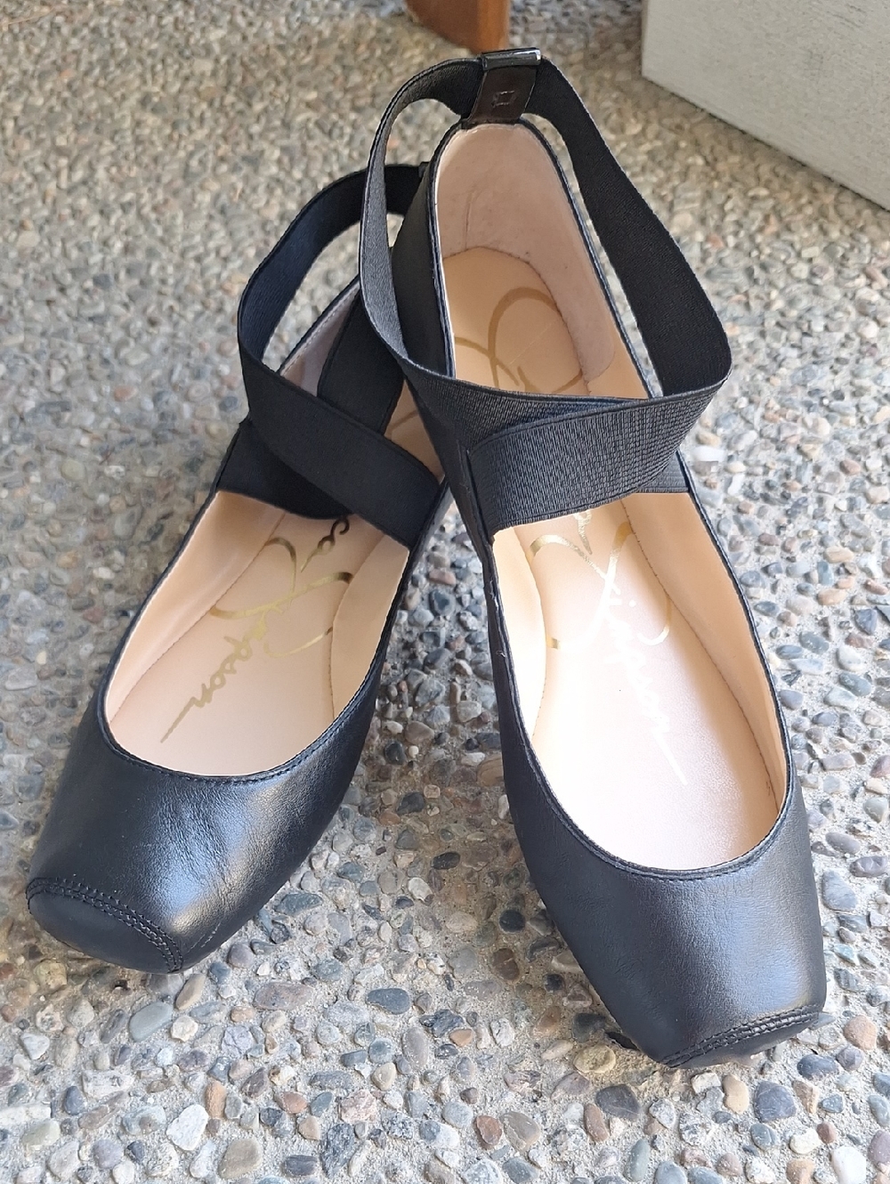 Jessica Simpson Balletcore Black Leather ballet flats size 9 Fairy Whimsical